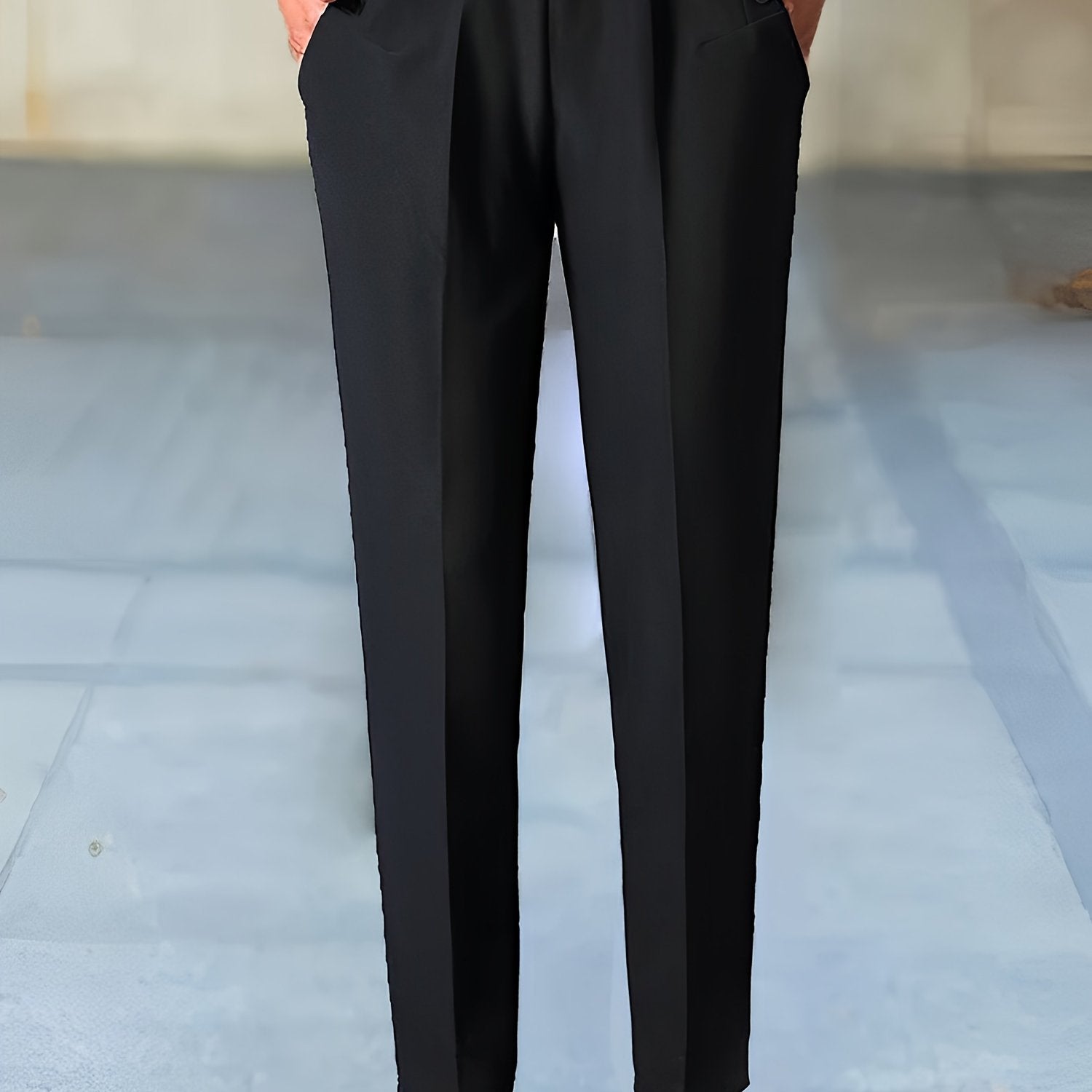 Women's Solid Color Tapered Pants with Dual Pockets Elastic Waist for Office Work
