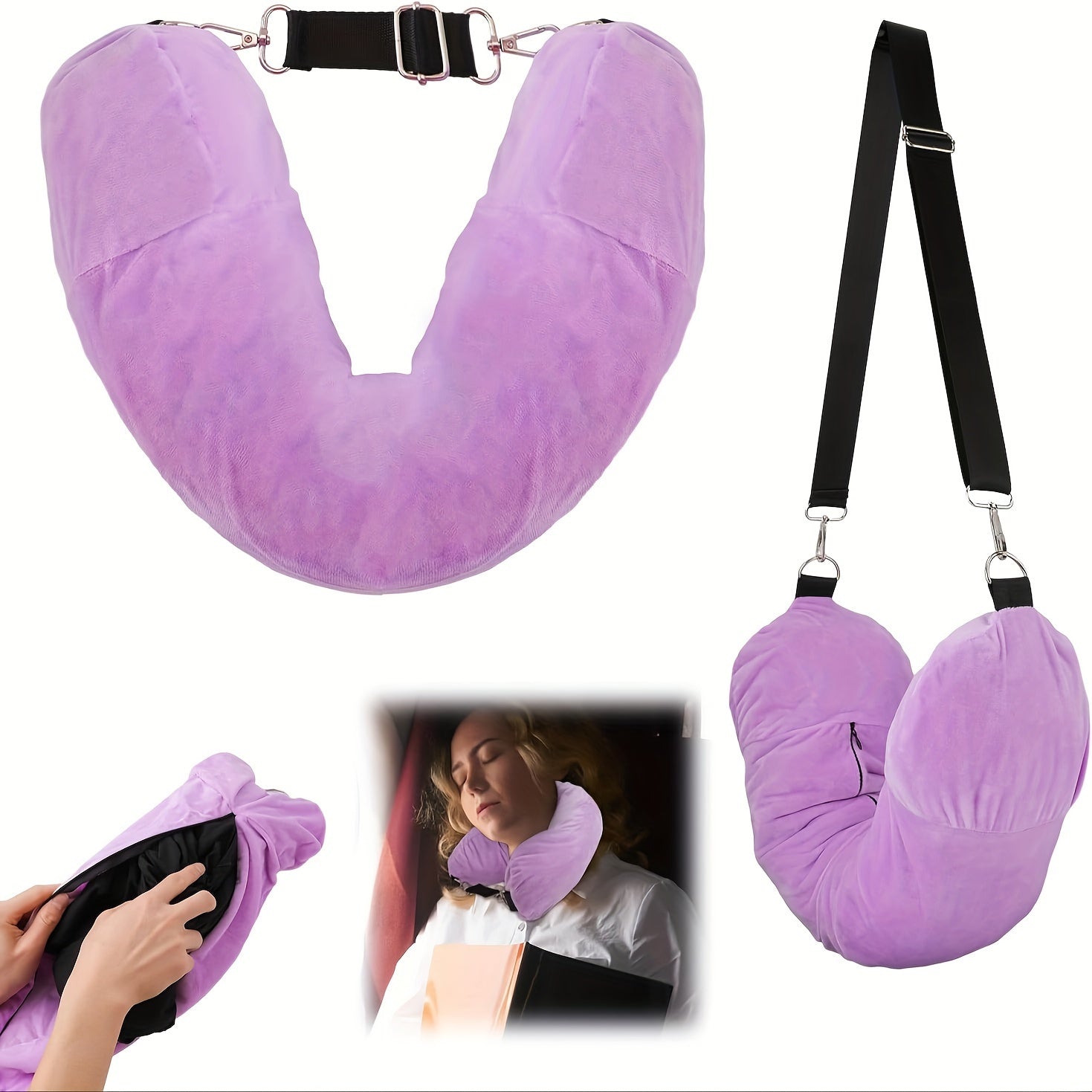 Stretch Velvet Travel Neck Pillow for Comfort and Support in Travel and Home