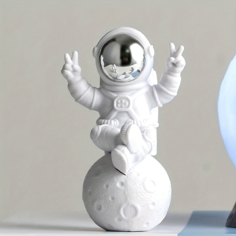 Conjunto de figuras de astronauta con decoración de huevo dorado para entusiastas del hogar, oficina y espacio