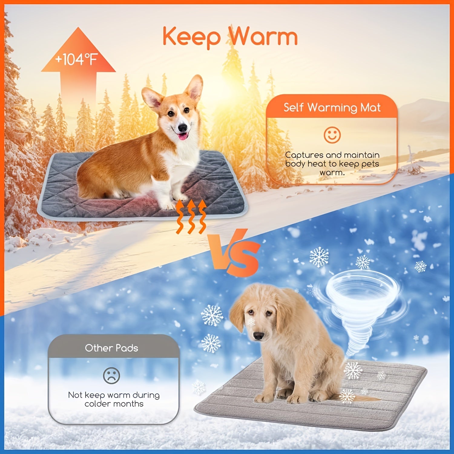 Self-Warming Dog and Cat Pet Bed with Diamond Pattern Non-Slip Washable Indoor Outdoor