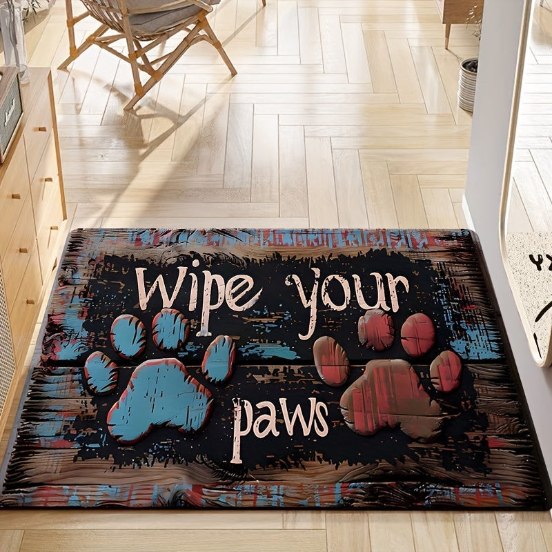 Claw Print Wood Grain Bathroom Carpet 8mm Thick Soft Non-Slip Indoor Mat