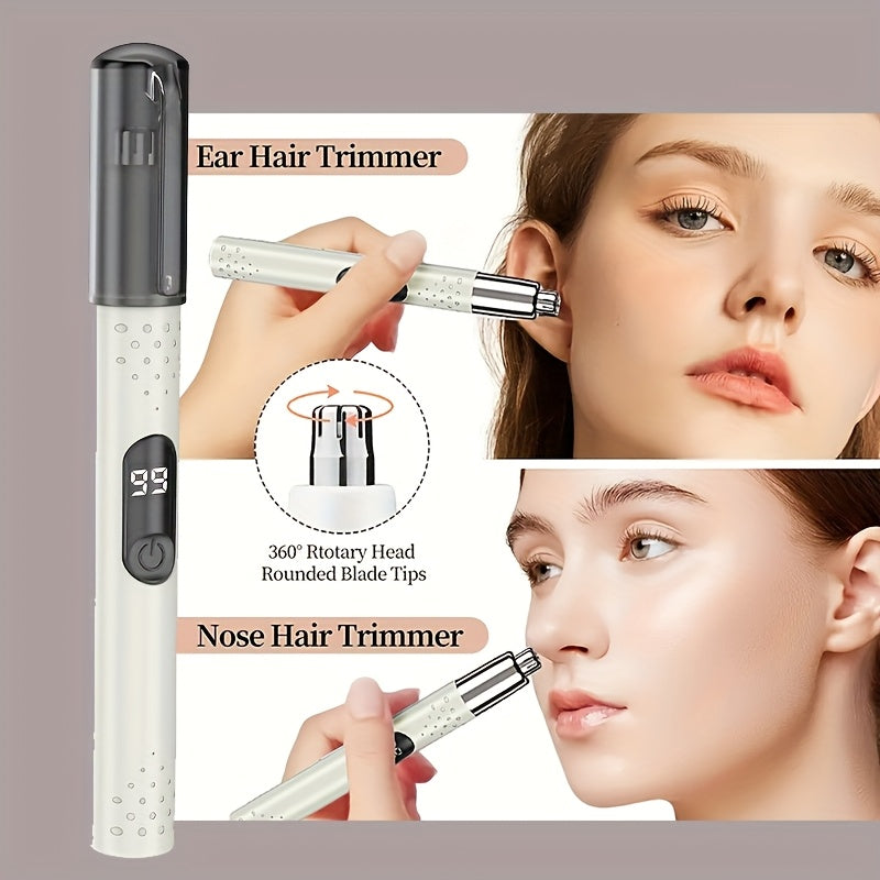 Portable electric nose hair trimmer with stainless steel cutting head USB rechargeable for nose eyebrow ear hair grooming