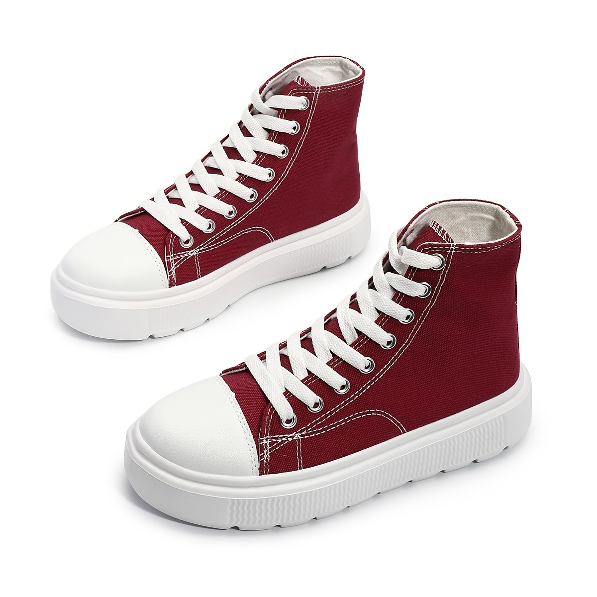 Women's High Top Shoes Thick Sole Casual Lace-Up Platform Flats