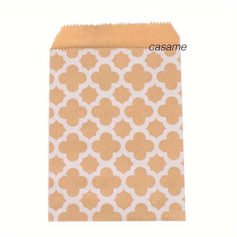 50pcs Kraft Paper Bags 15x10cm Wave Dot Brown and Wine Red for Gifts and Events