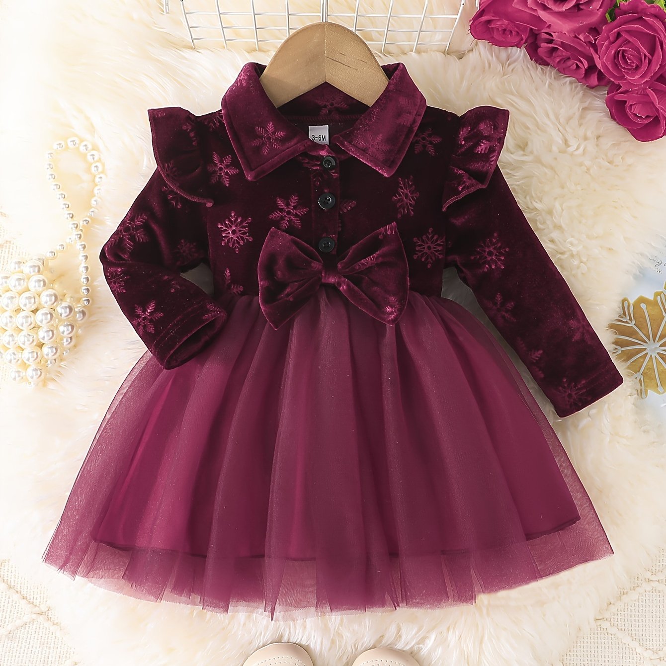Toddler Girls Floral Print Tutu Dress Long Sleeve Spring Fall Machine Washable