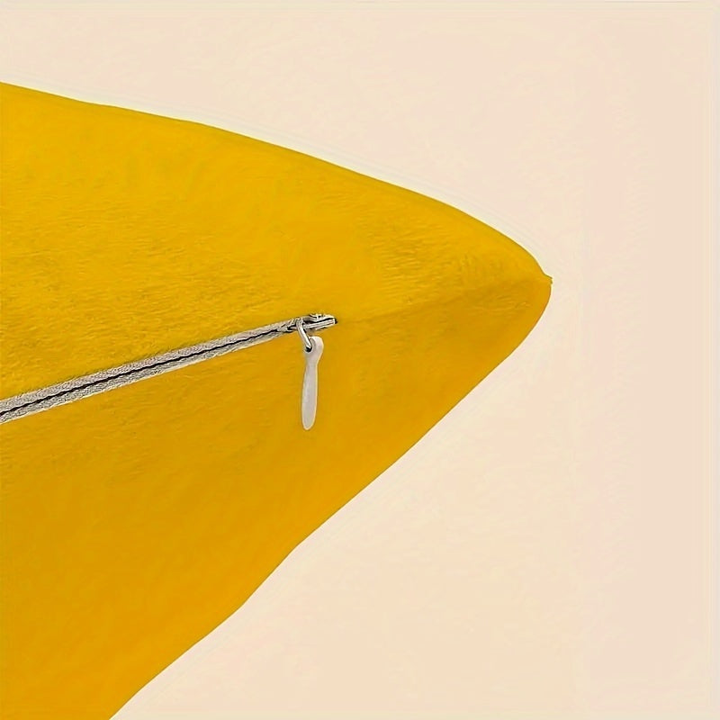 Yellow Contemporary Sofa Pillow Cover with Zipper Closure, Machine Washable