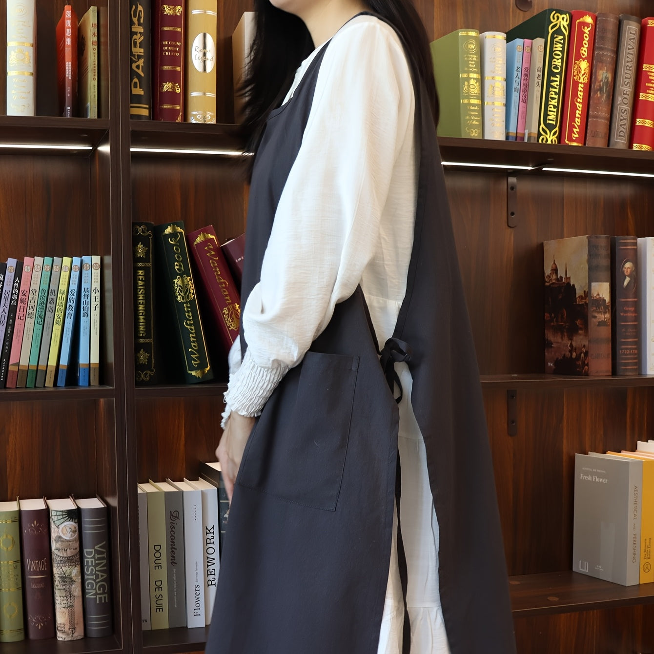 Korean-Style Woven Apron Solid Color for Home Use