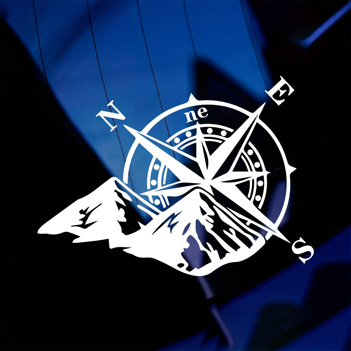 Calcomanías para vehículos de aventura, brújula reflectante, pegatinas de montaña, vinilo