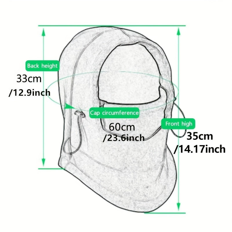 Waterproof Thermal Fleece Balaclava Hat Hooded Neck Warmer for Hiking and Outdoor Activities