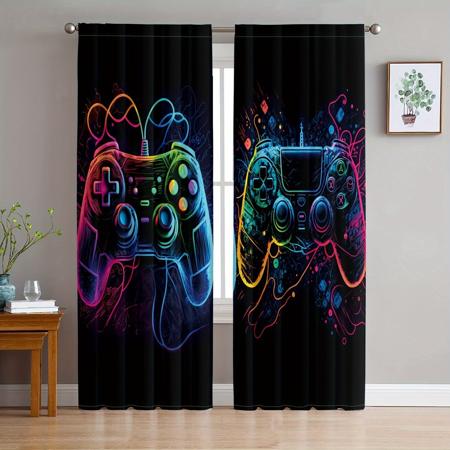 Two Player Game Controller Curtain Semi-Transparent Privacy Living Room Bedroom