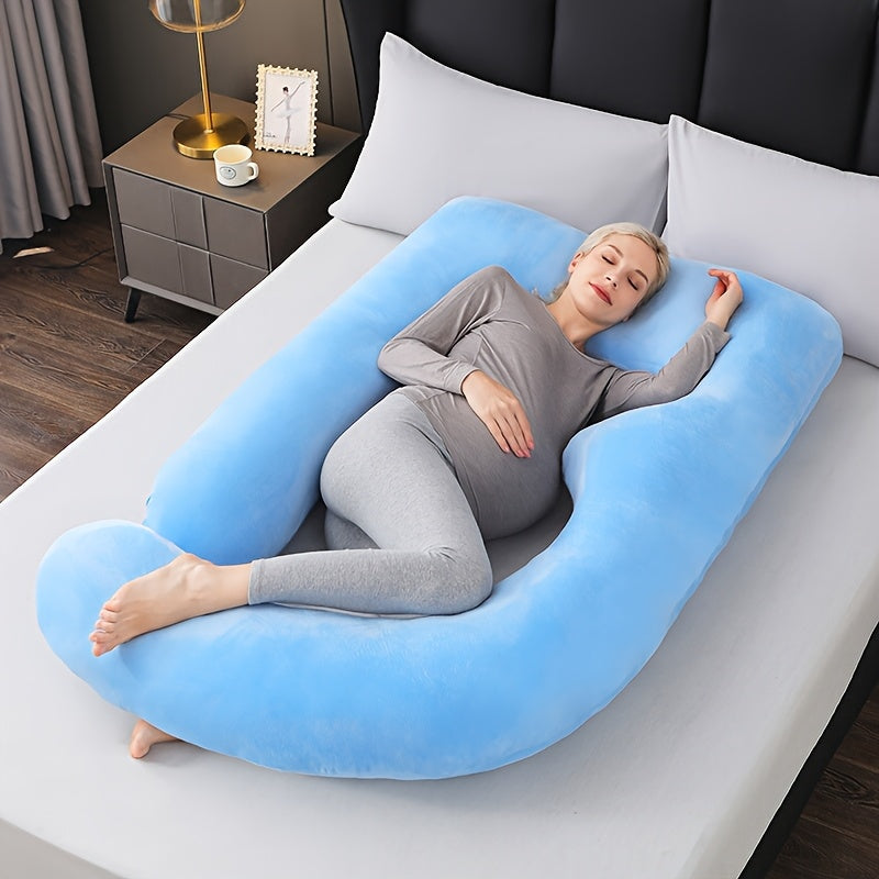 Pregnancy Pillow J-Shaped Full Body Support Soft Polyester Removable Cover