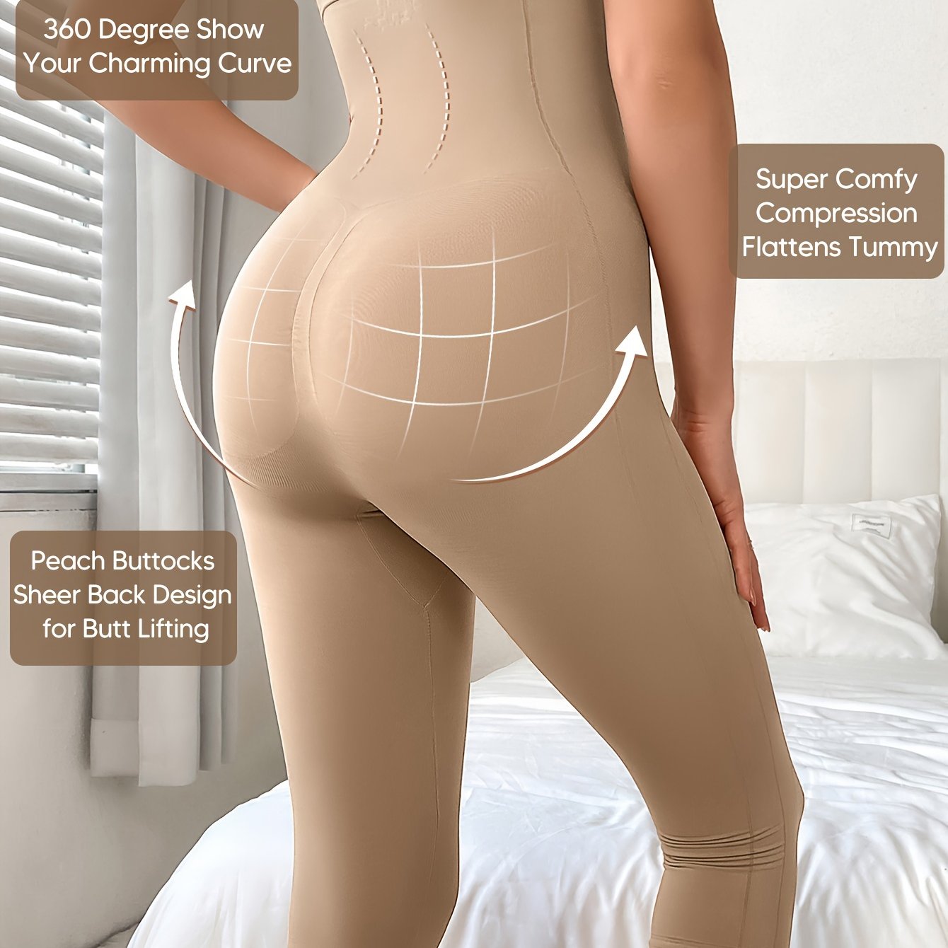 Women's High-Waist Shapewear Capri Pants with Chest Support Nylon Blend Micro Elasticity