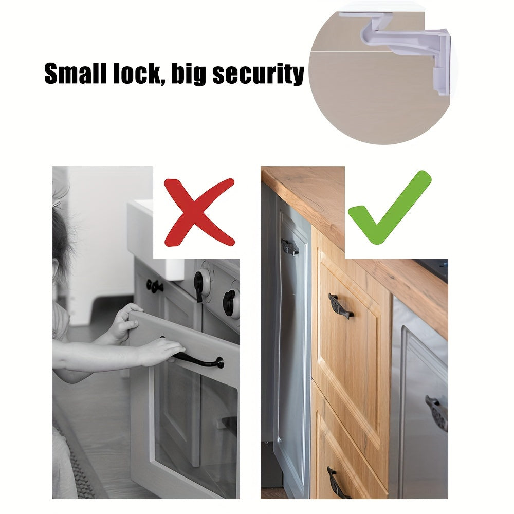 Set of 4 Invisible Adhesive Cabinet Locks for Child Safety Easy Installation