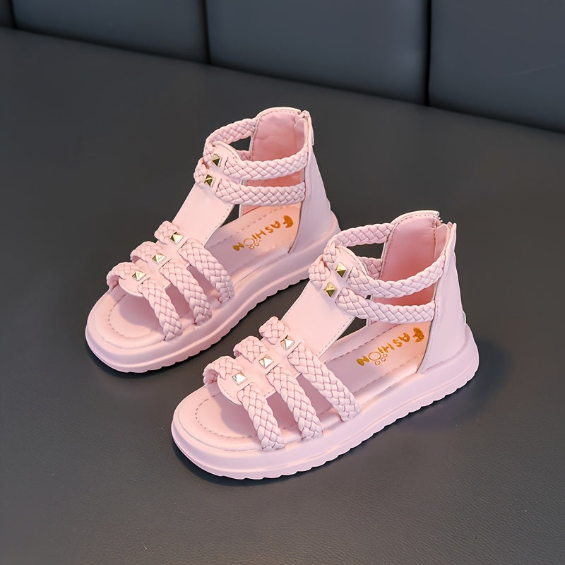 Girls Open-Toe Sandals with Non-Slip Rubber Sole for Beach Holiday