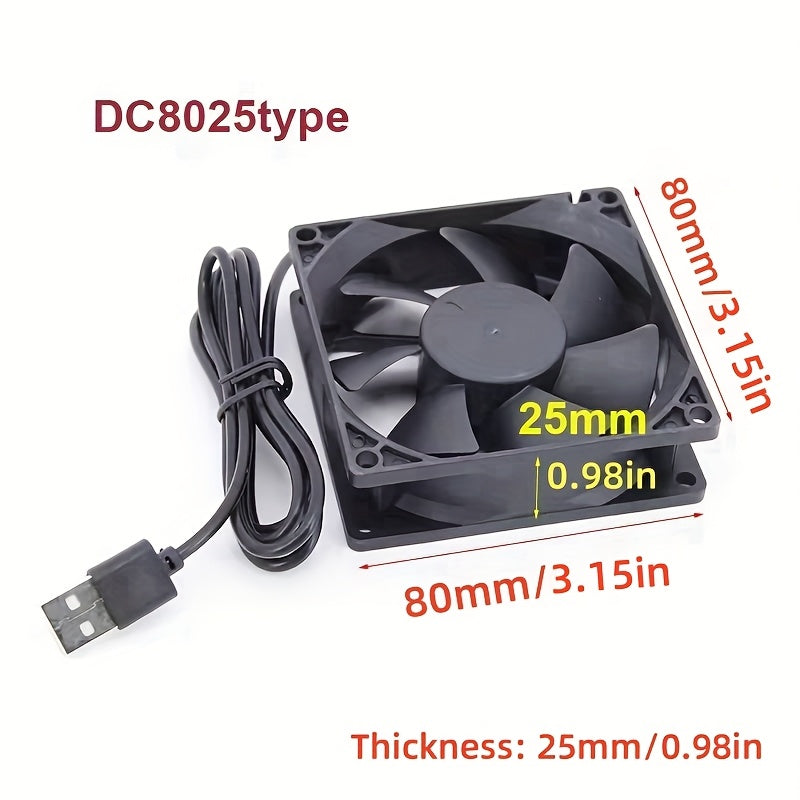 Quiet 5V USB Computer Cooling Fan for PCs CPUs Routers 5010 6010 8010