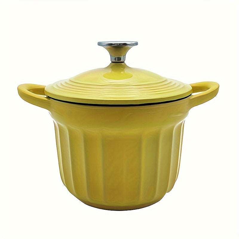 Enamel Cast Iron Dutch Oven Pot with Lid Non-Stick Induction Compatible 1 Piece