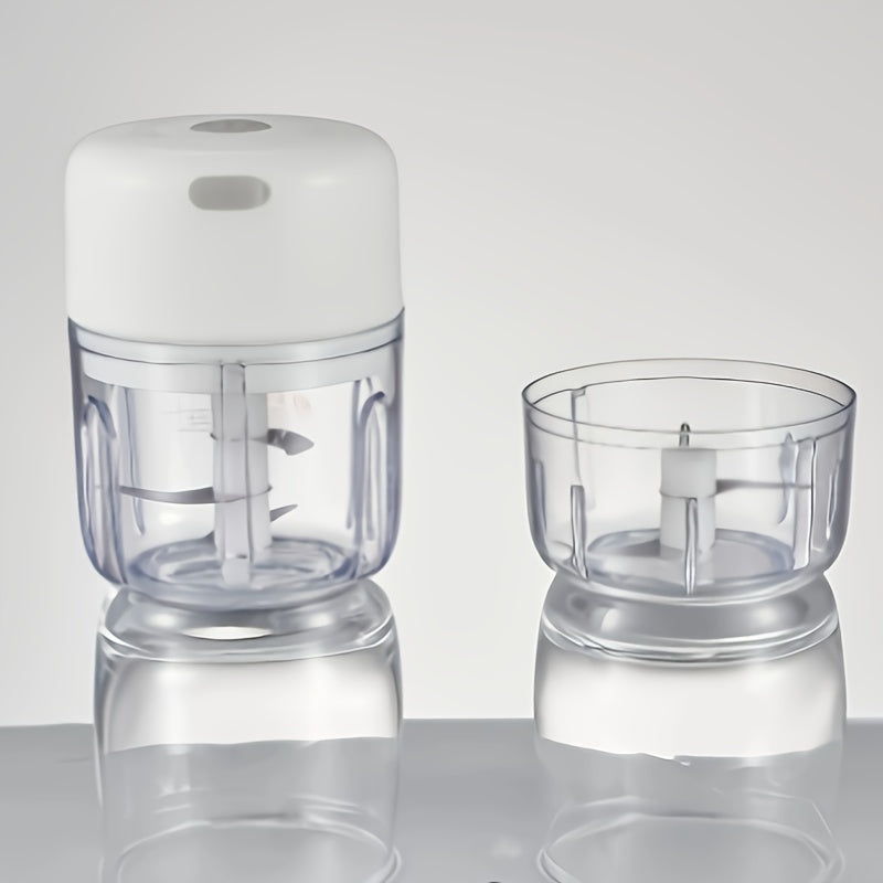 USB rechargeable mini garlic press electric meat chopper transparent design blue LED portable kitchen 100ml 250ml