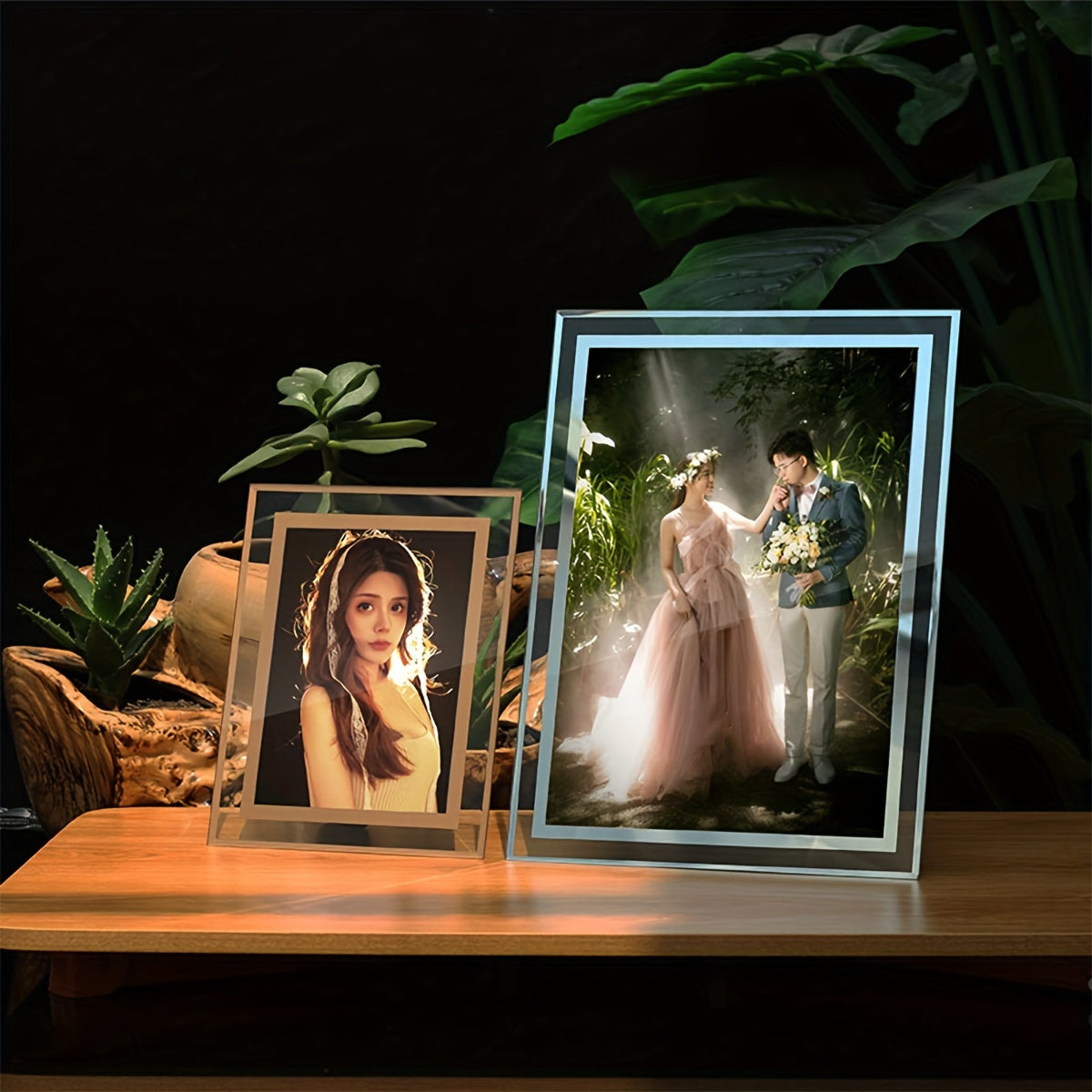 Clear Tempered Glass Photo Frame 15.24cm 17.78cm for Home Decor Wedding Birthday