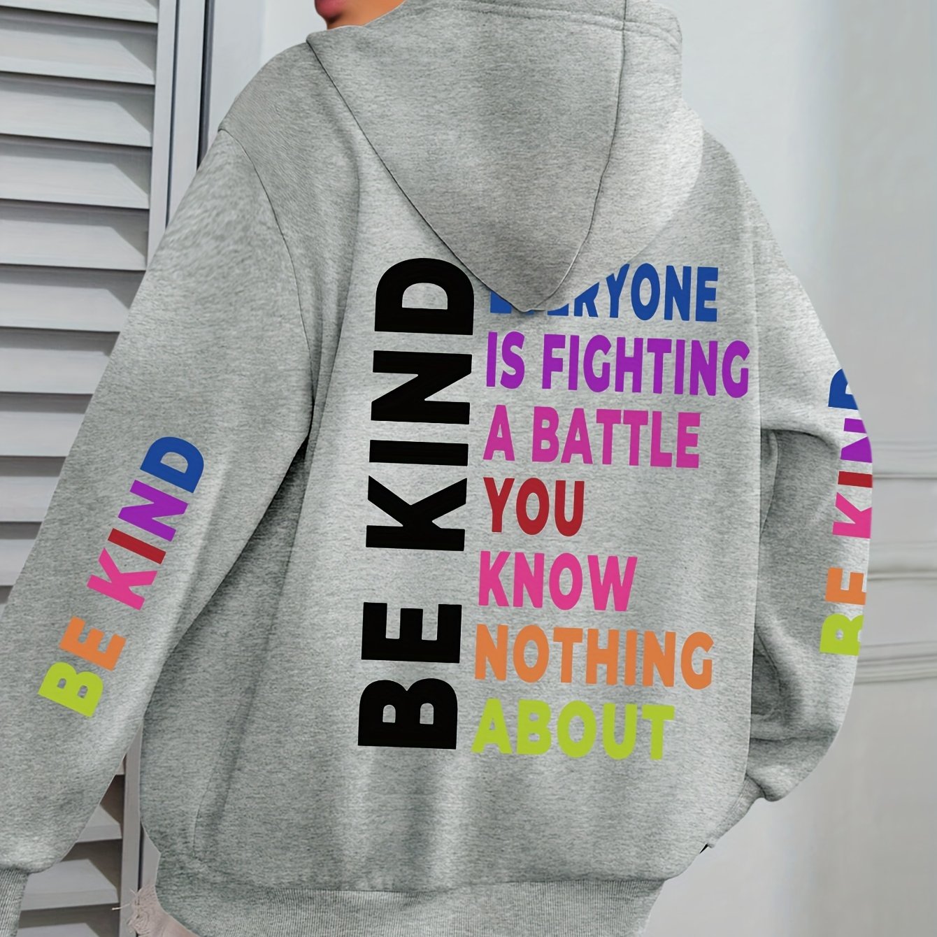 Women’s Knit Hoodie with Alphabet Pattern Casual Fall Winter Big Size