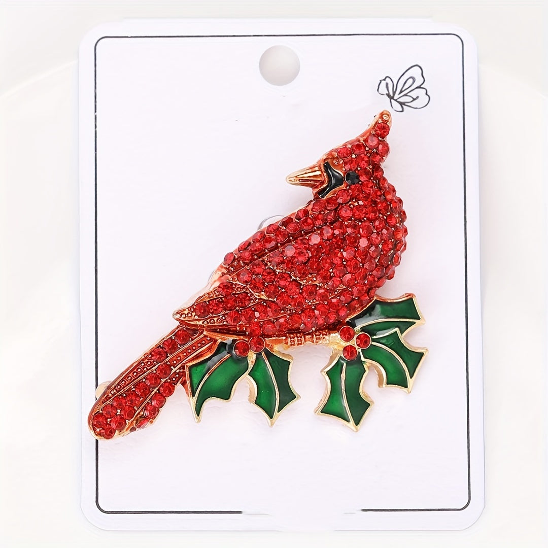 Изысканная брошь в виде кардинала из сплава, простая брошка в форме животного, элегантный аксессуар для платья и пальто, неотражающее украшение для свитера на груди