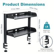 Adjustable Clamp-On Desk Organizer 43.18cm Dual Layer Metal Office Supplies Storage