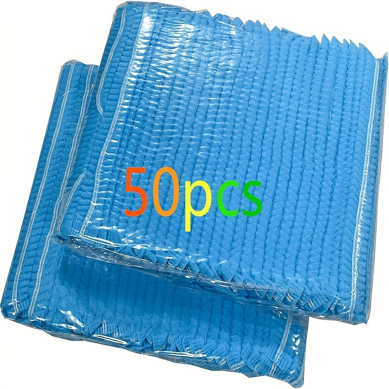50 Pack Non-Woven Shower Caps Hair Nets with Elastic Bands, Assorted Colors