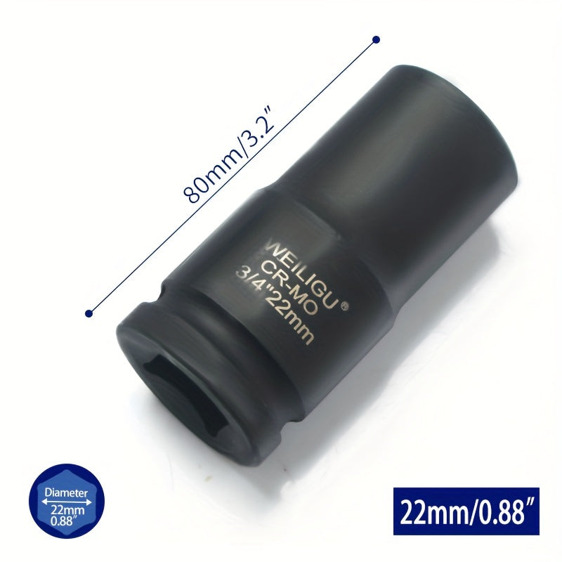 Тяжелая пневматическая головка-ключ 3/4 дюйма, средняя длина, хром-ванадий