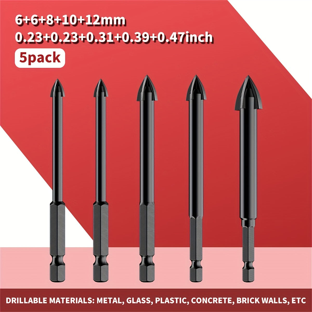Steel Diamond Drill Bit for Ceramic Tile and Concrete, 4-Edged, Dry Drilling