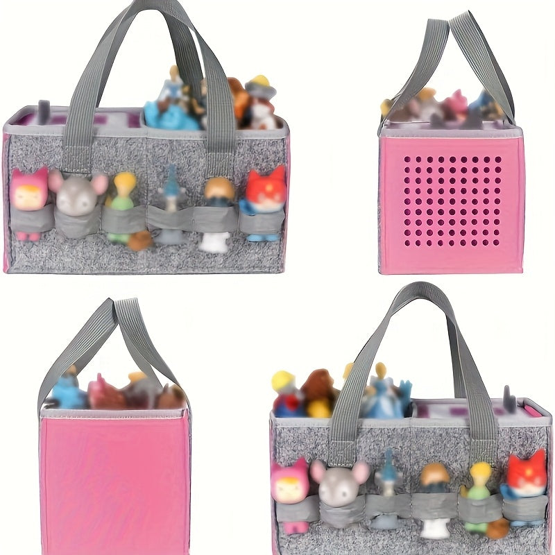 Foldable Felt Tote Bag with Handle Portable Dust-Proof Storage Organizer