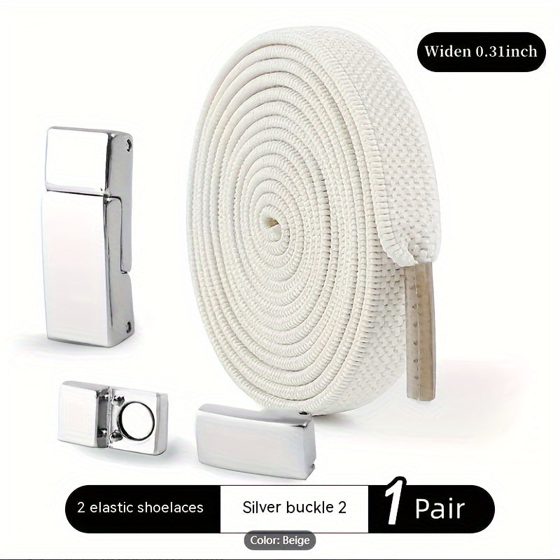 Unisex Elastic No-Tie Shoelaces with Magnetic Buckle Lightweight Polyester