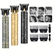 Wireless USB Charging Men's Hair Clipper with T-Shaped Blade Rechargeable Lithium Battery