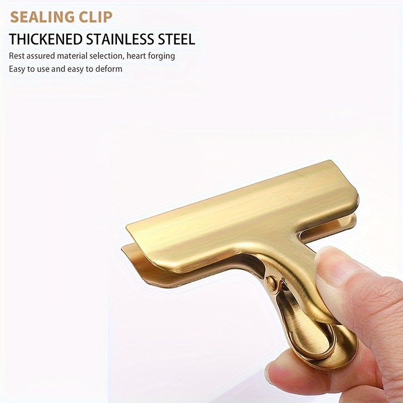 Oziq-ovqat saqlash uchun mo'rtlamaydigan snack muhrlash kliplari to'plami, zanglamas po'latdan yasalgan.