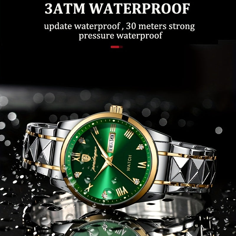 Men's Stainless Steel Quartz Watch Waterproof Luminous Calendar Sports Business