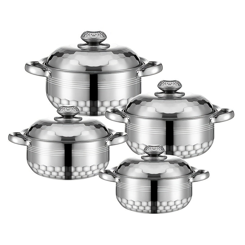 Набор из 8 нержавеющих стальных кастрюль с крышками, антикоррозийные, прочные кухонные принадлежности