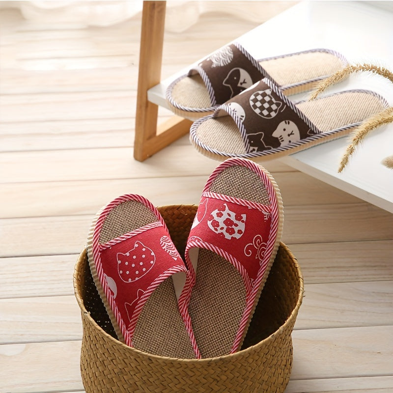 Unisex Linen Disposable Slippers for Guests Indoor Breathable Comfort