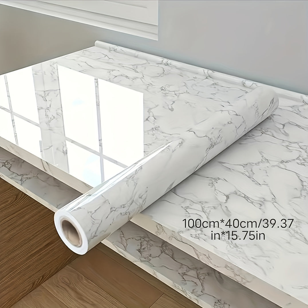 1 Rulon O'z-o'zidan yopishqoq marmar devor qog'ozi - Suv o'tkazmaydigan, yog' o'tkazmaydigan oshxona orqa fondi stiker, tuzilgan qora va oq/gray naqshlar bilan. Kesish oson va uy bezatish va xona yangilash uchun mustahkam.