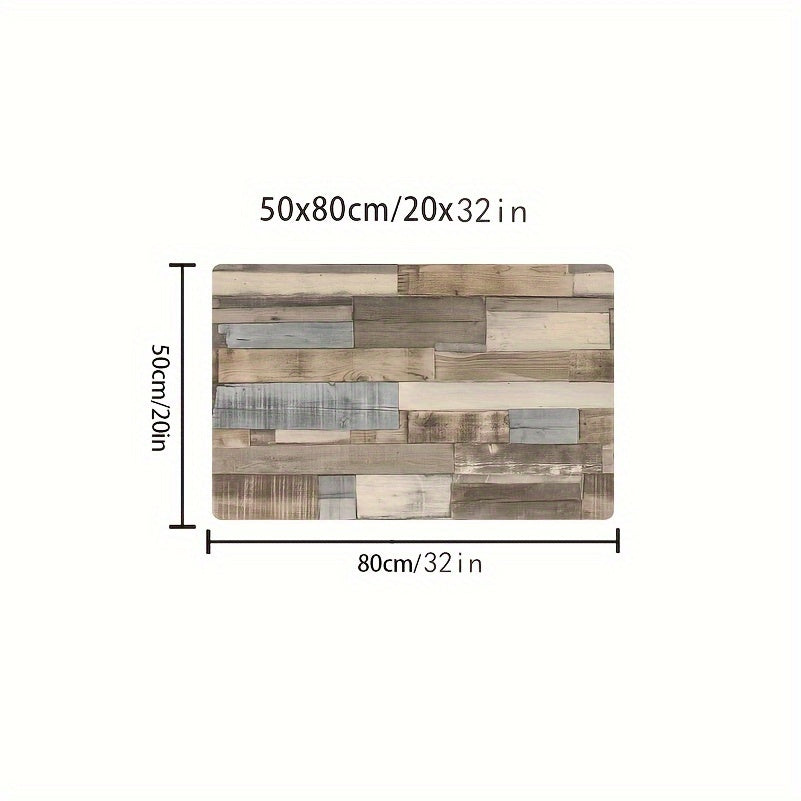 Anti-Skid Water-Absorbing Kitchen Mat with Wood Grain Pattern for Indoor Use