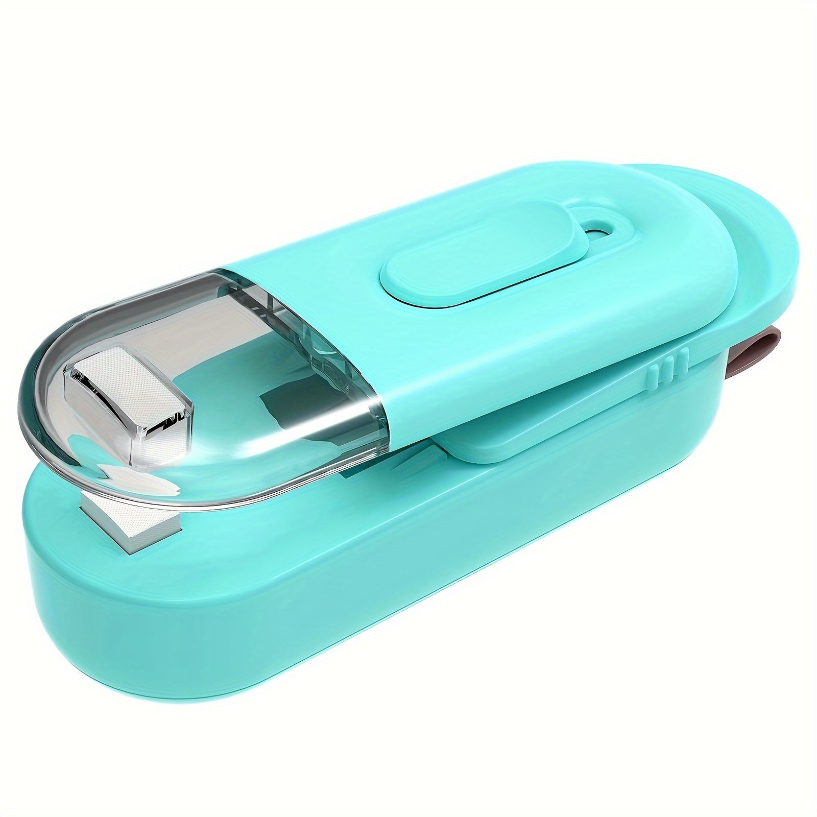 One piece Mini Vacuum Sealer with Heat Sealer and Cutter - qulay ikki birlikda portativ qurilma bo'lib, plastmassa saqlash paketlarini yopish va oziq-ovqat, yengil ovqatlar hamda pechenelarni yangi saqlash uchun ideal. Sevimli yengil ovqatlaringiz va