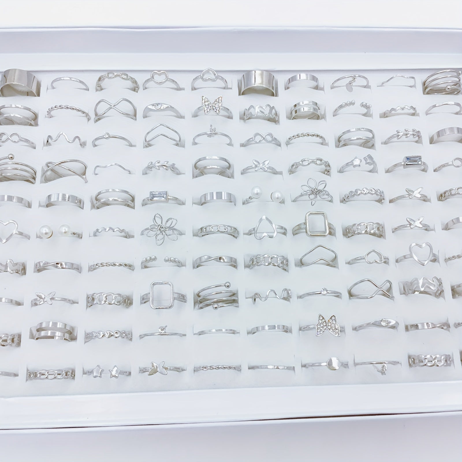 Juego de 30 anillos de moda de aleación con mariposa para mujer para fiesta, boda y uso diario