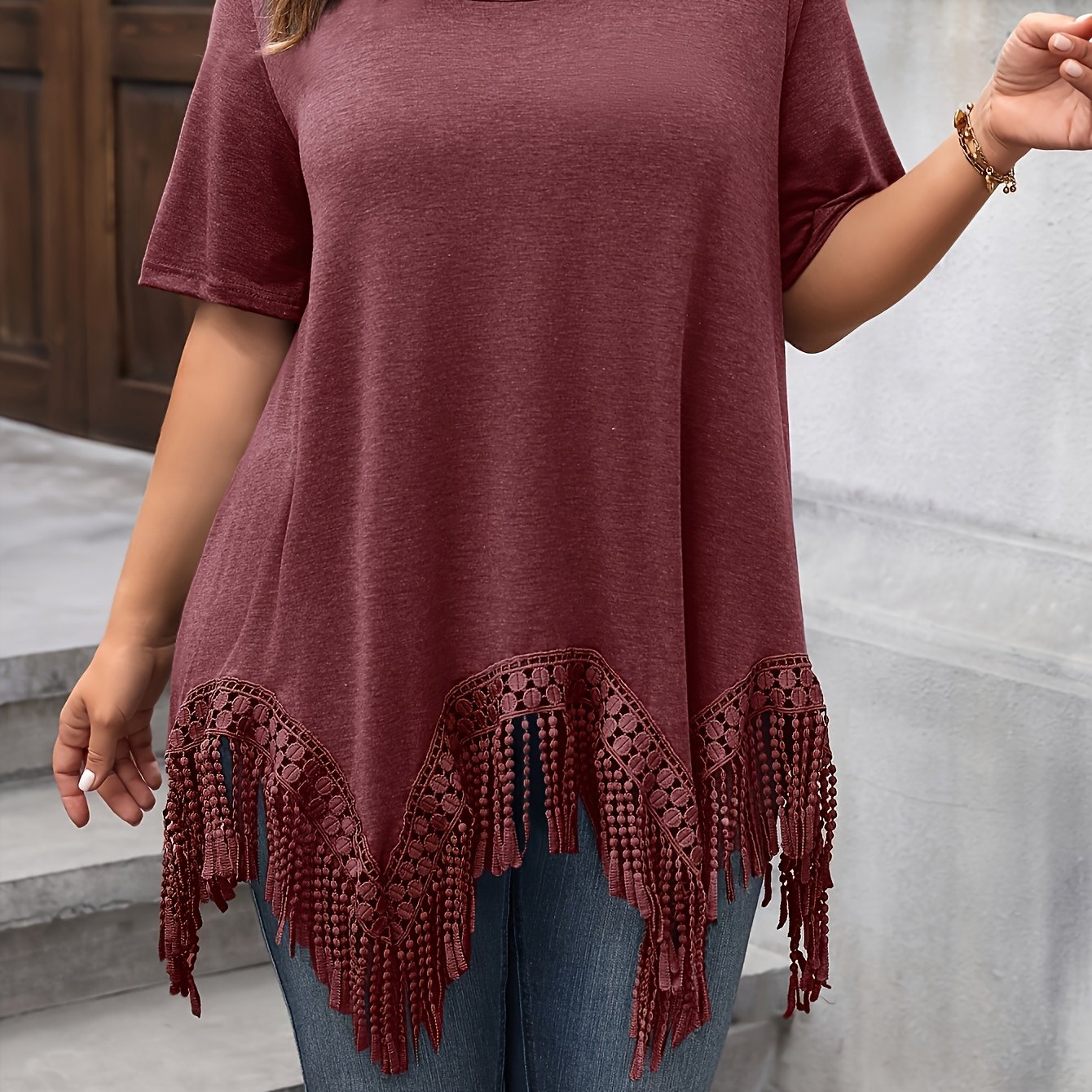 Plus Size Women's T-Shirt Polyester Crew Neck Solid Color All Season