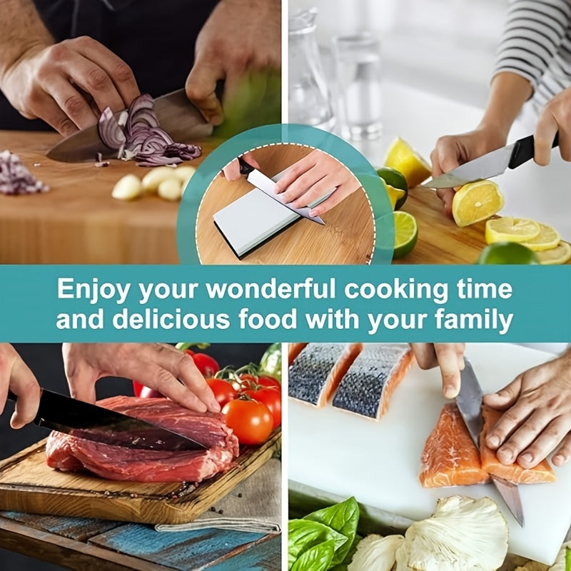 600/1500 zımpara toshidan foydalanib, pichoqni osonlik bilan o'tkirlang, barqarorlik uchun silikon asos bilan ta'minlangan.