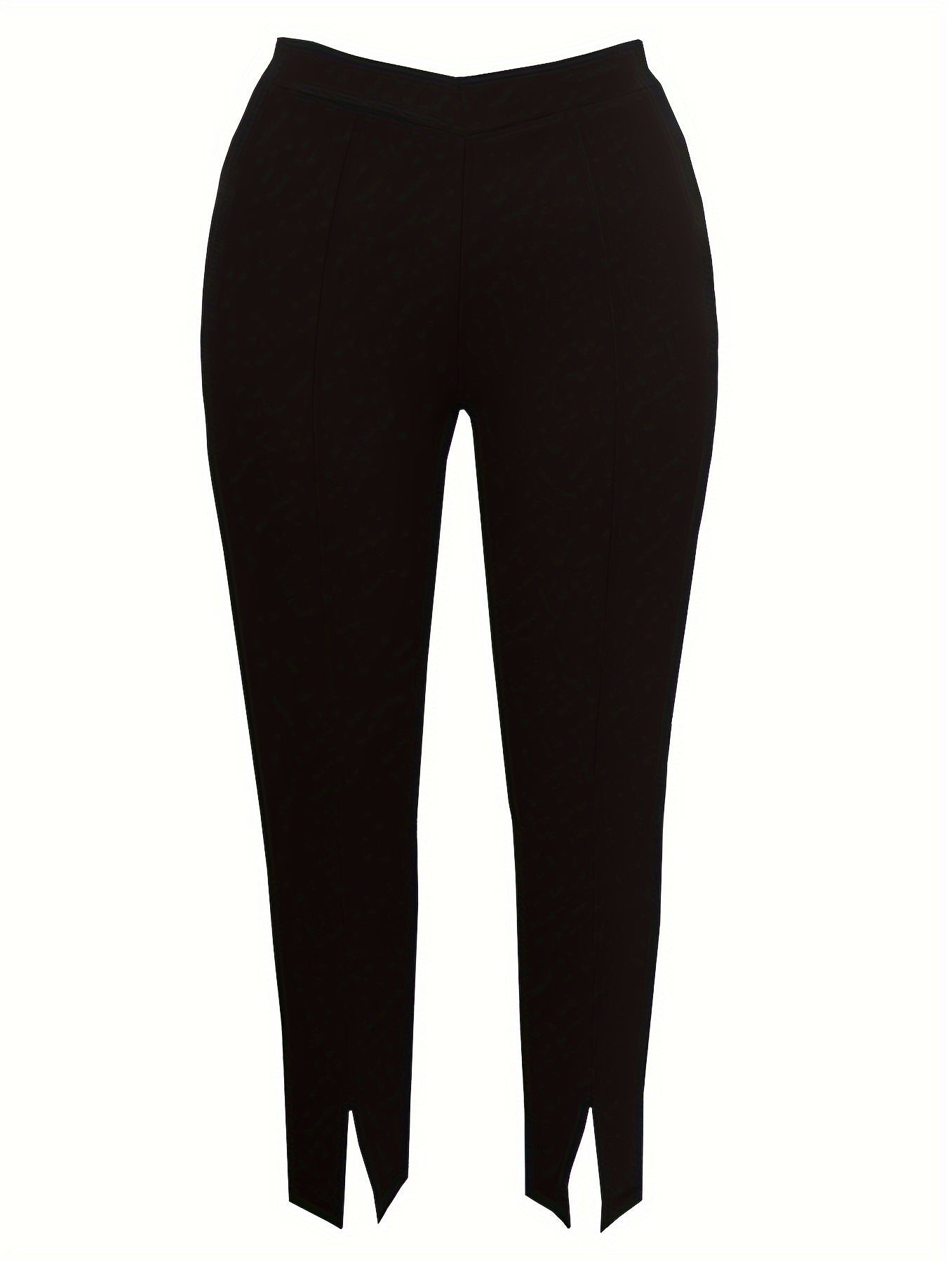 Pantalones ajustados de talla grande con dobladillo dividido en sólido para mujer, de cintura alta, casual, primavera y verano