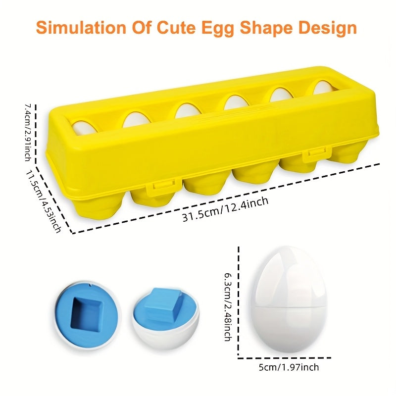 Rang-barang 12 ta tuxum shaklidagi moslashtirish mozaikasi o'yinchoqi maktabgacha yoshdagi bolalar uchun ta'limiy nozik motor ko'nikmalar