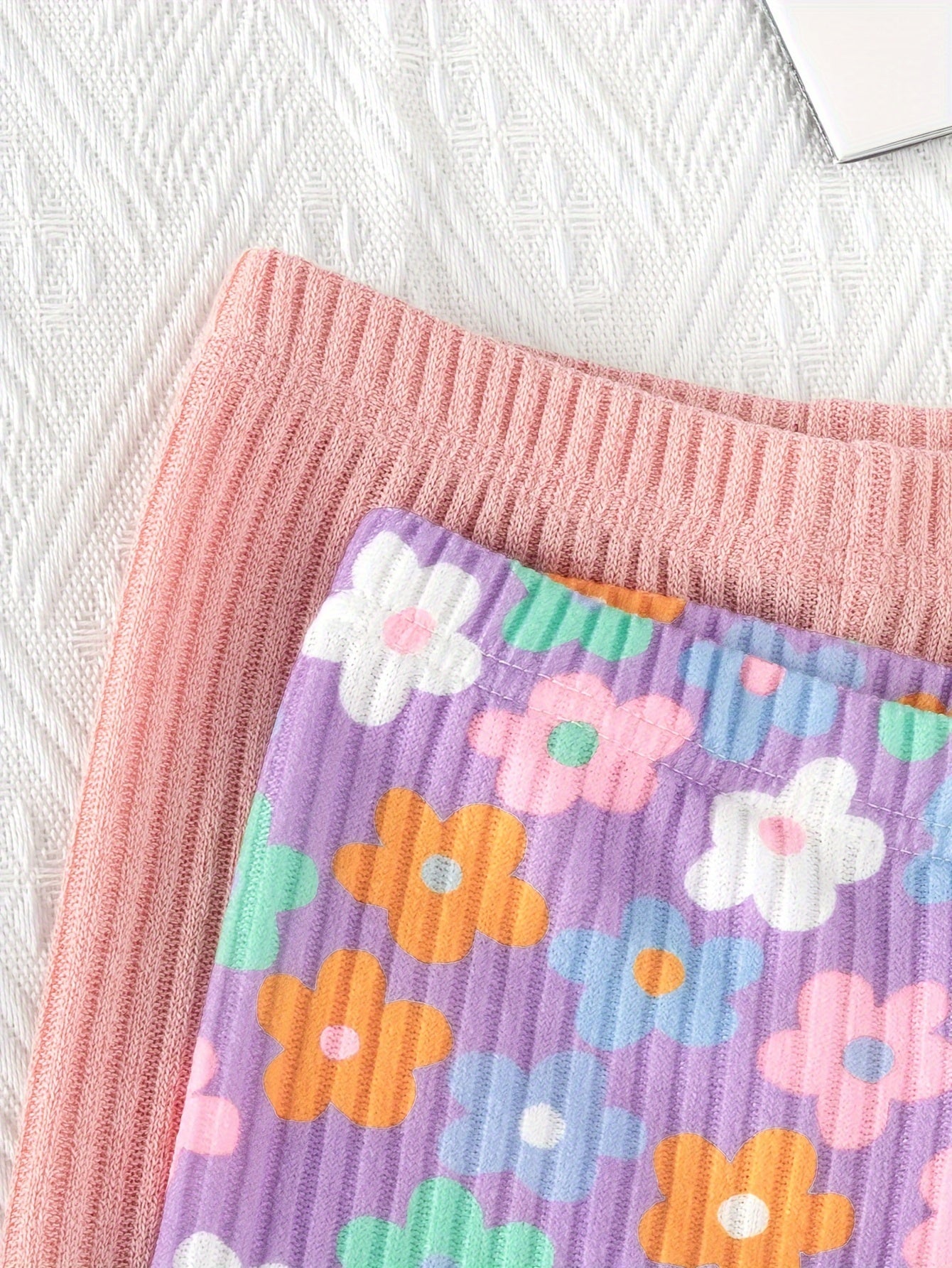 Girls Long Sleeve Peplum Top and Casual Pants Co-ords Set Floral Solid Spring Fall Outdoor Clothes