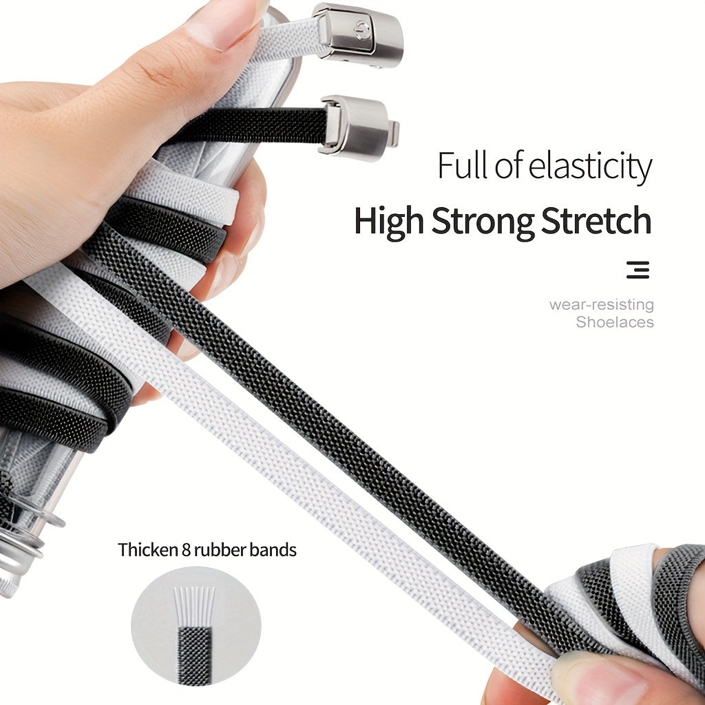 Unisex Stretch Rubber Shoe Laces Tieless Shoelaces With Buckle