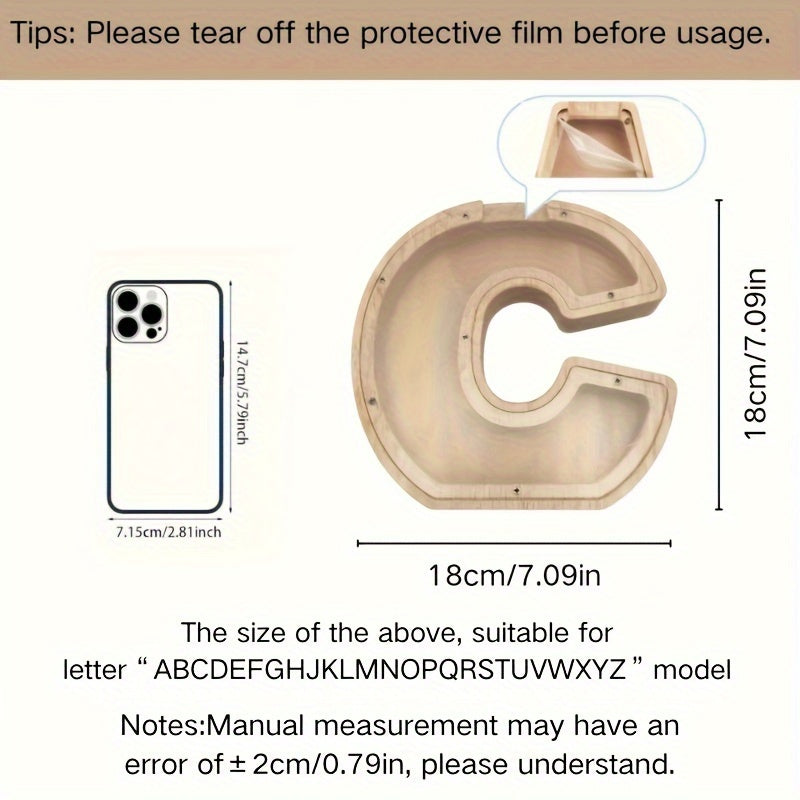 Personalized Wooden Alphabet Letters Set with 26 A-Z Transparent Blocks for Gifts and Home Decor