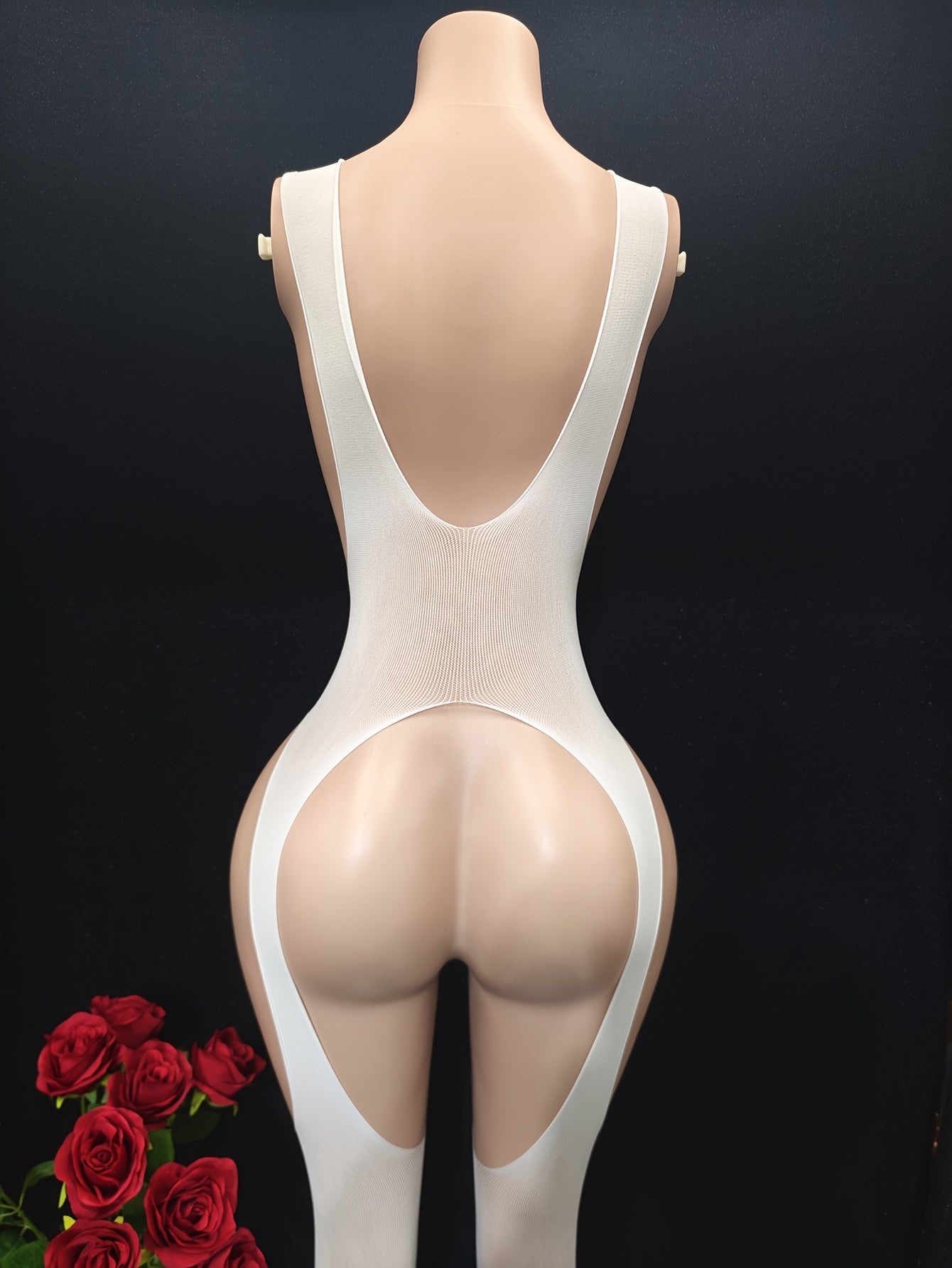 Боди для женщин больших размеров с красной нюдовой сеткой, сексуальное белье, открытая промежность