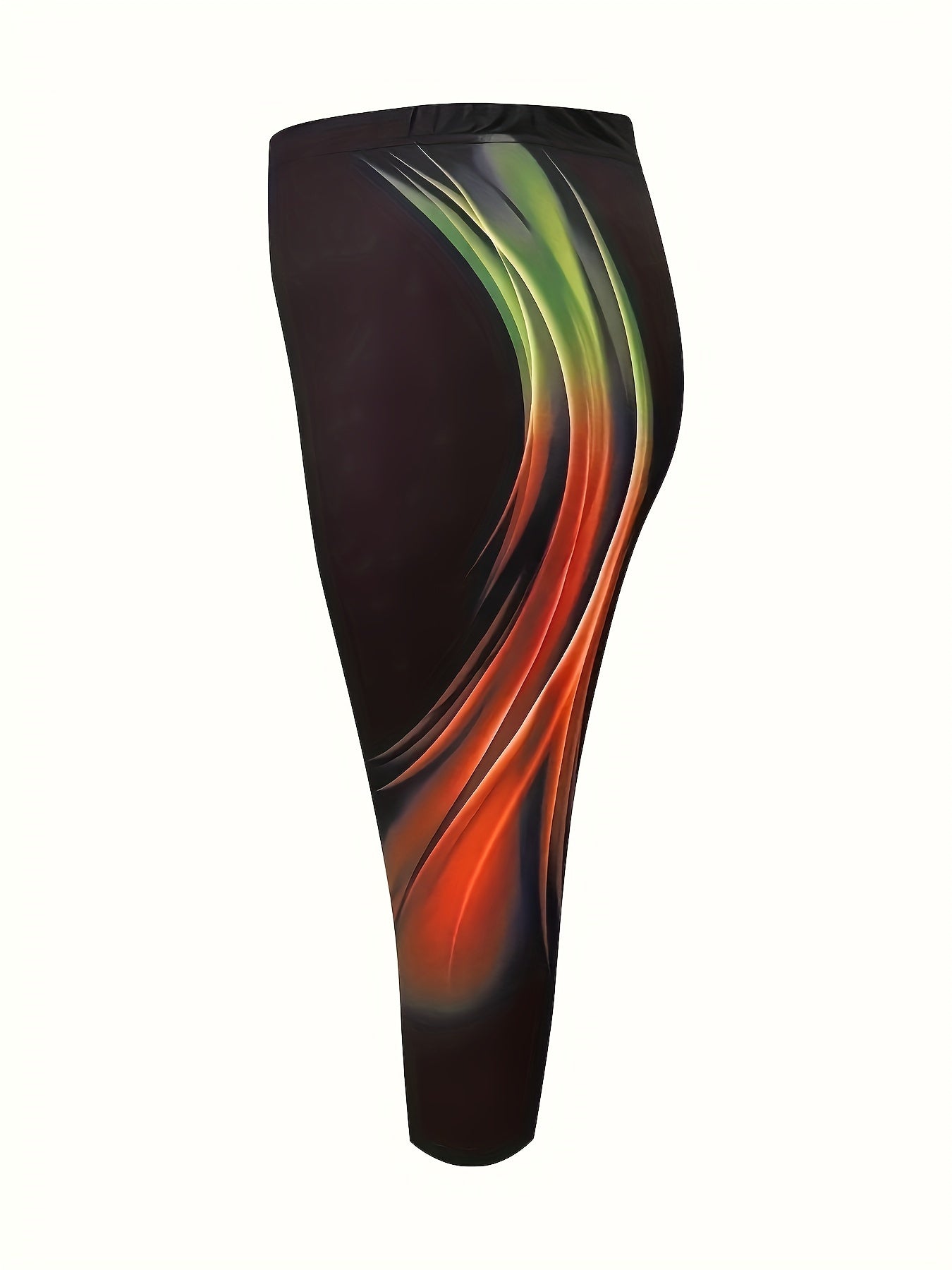 Plus Size Women's High-Waisted Printed Leggings Stretchy Colorful Abstract