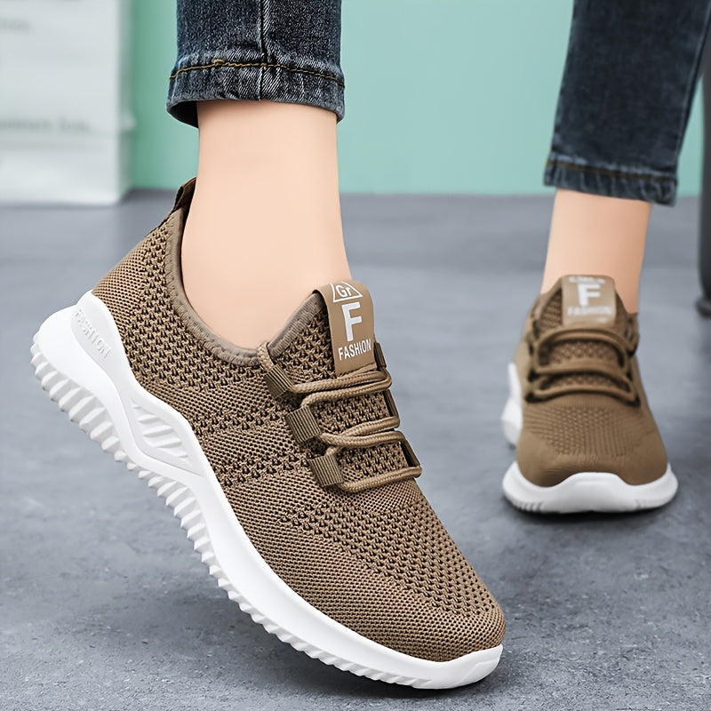 Women's Casual Sneakers Low Top Lace-Up All-Season Solid Color Fabric Upper Rubber Sole