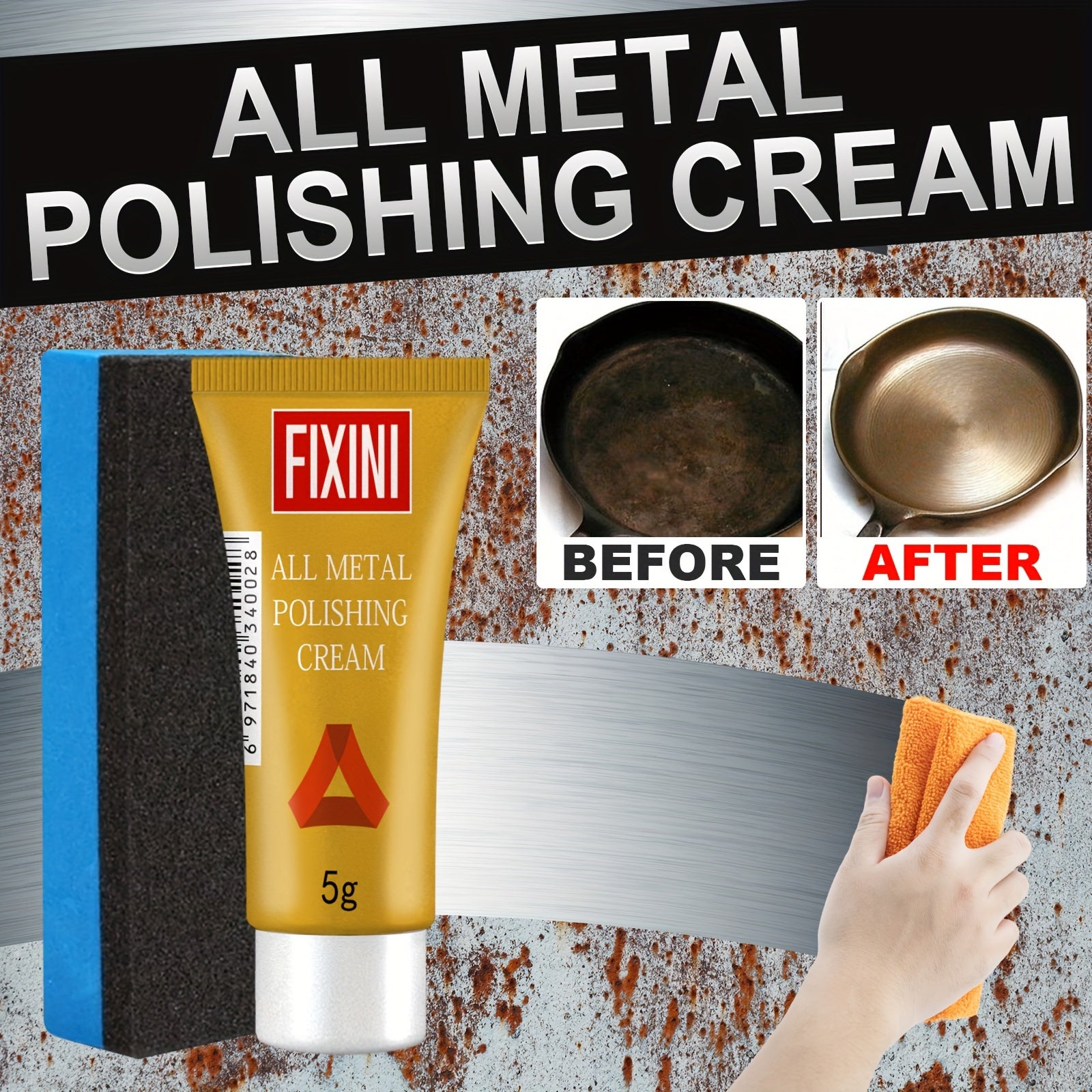 All-Metal Polishing Cream with Sponge for Stainless Steel and Ceramic Cleaning